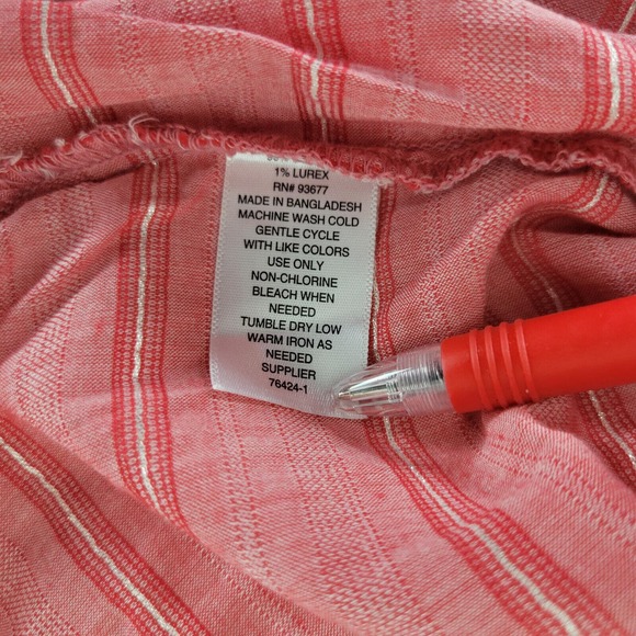 St. John's Bay Womens Shirt Small Top Pink Red Striped Long Sleeve Button Down - Picture 9 of 11